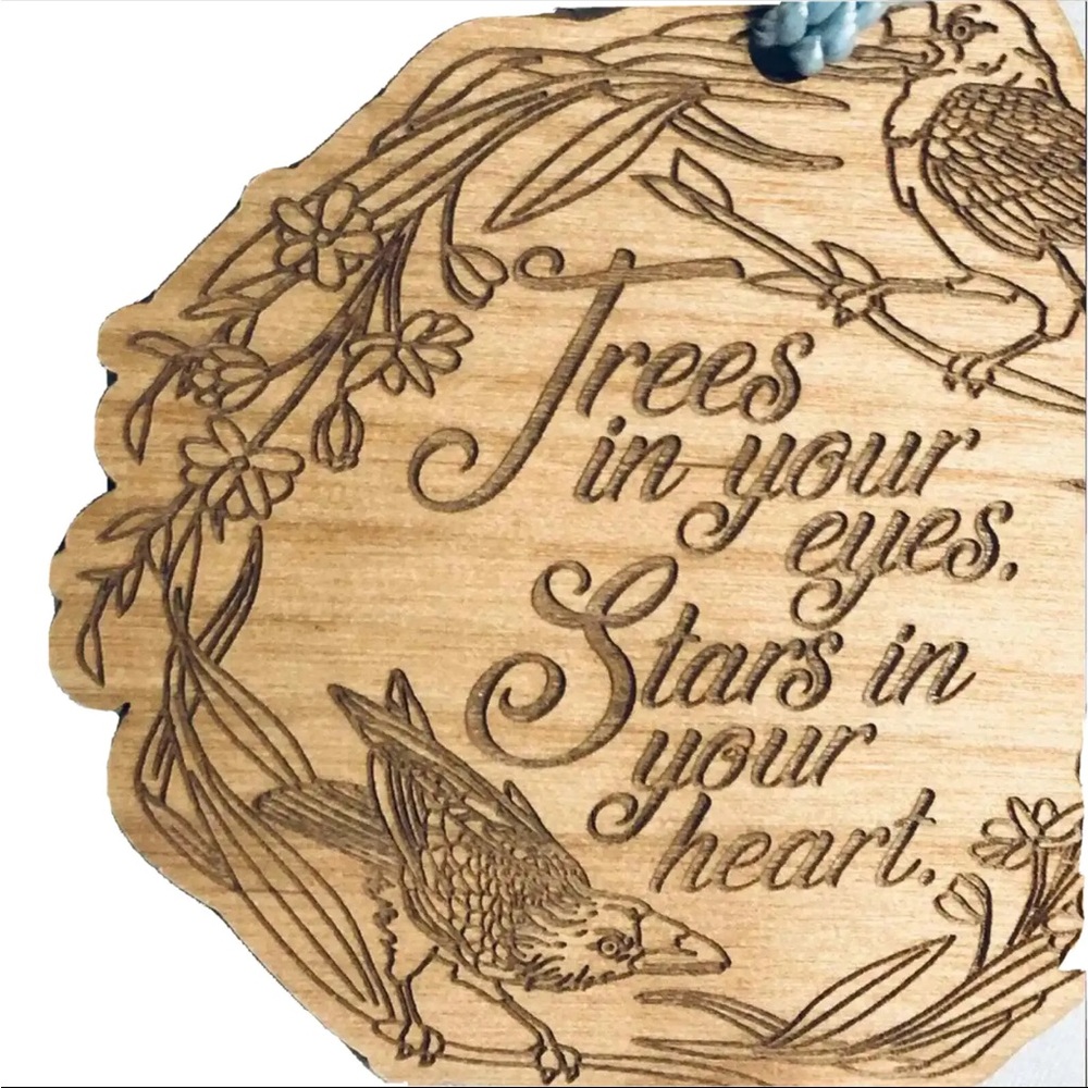 Crow Handmade wood etched engraved rustic bird ornament raven keepsake bookmark